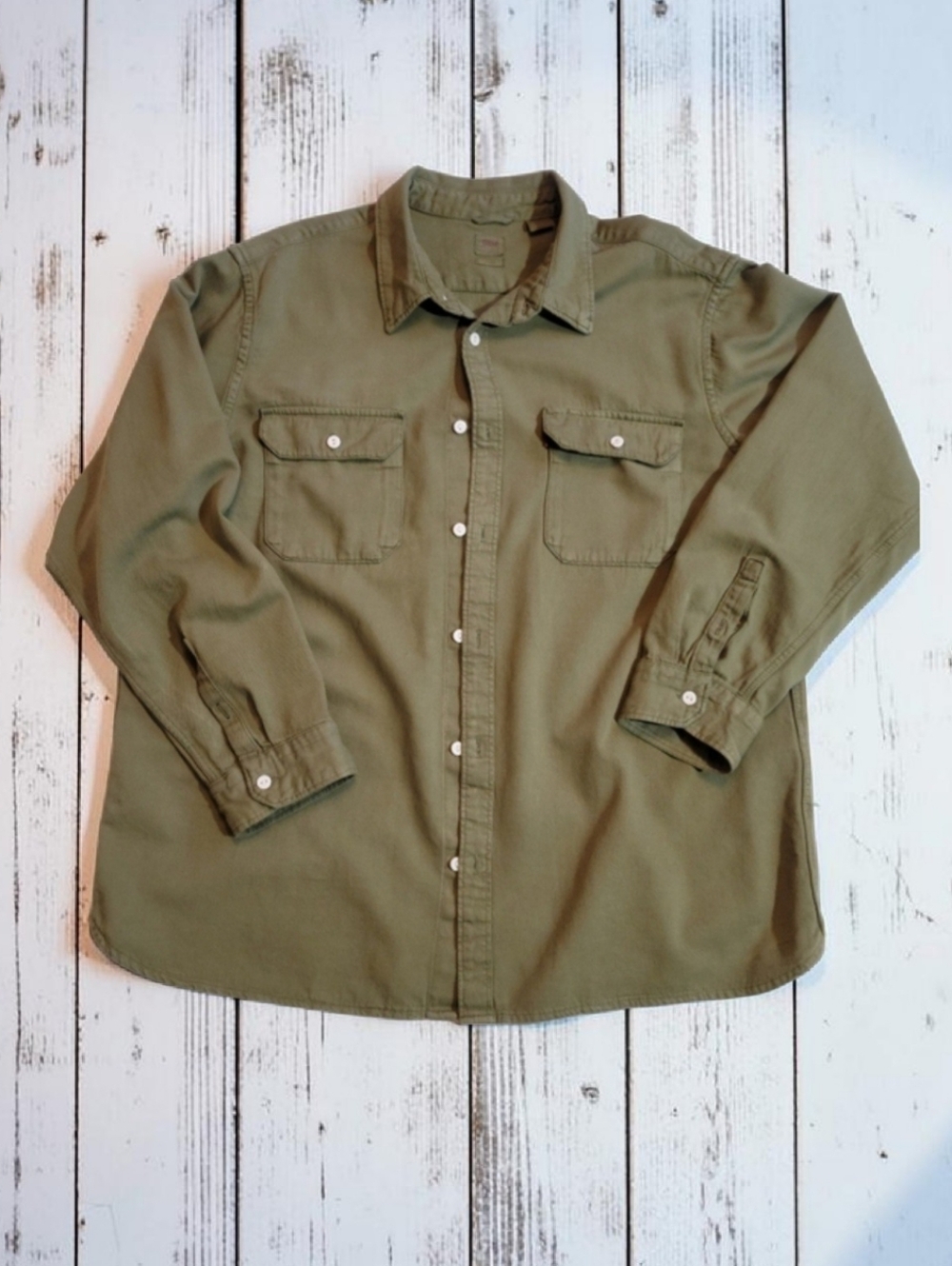 Levi's Relaxed Fit Utility Button Down Shirt Olive Army Green Men's XL Like New